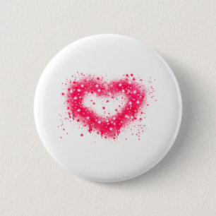 Badge Rond 5 Cm Décor de coeur brillant rose peinture vaporisée