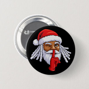 Badge Rond 5 Cm Décoration de fête de Noël du Père Noël afro-améri