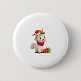Badge Rond 5 Cm Décoration de Noël Licorne Santa Licorne Noël T-