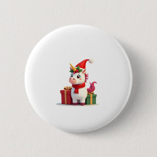 Badge Rond 5 Cm Décoration de Noël Licorne Santa Licorne Noël T-