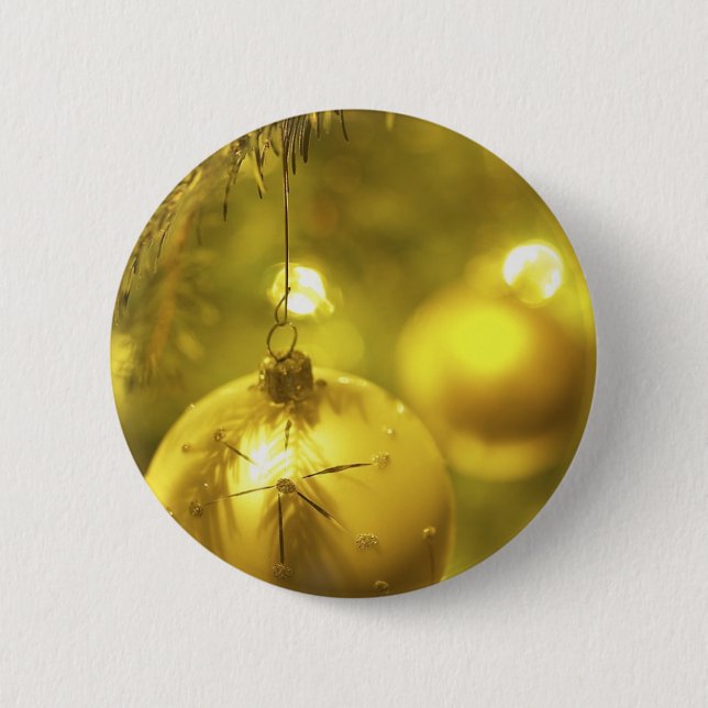 Badge Rond 5 Cm Décoration Gold Holiday Tree (Devant)
