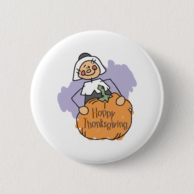 Badge Rond 5 Cm Décoration Pèlerin Thanksgiving (Devant)
