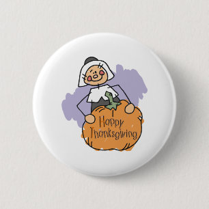 Badge Rond 5 Cm Décoration Pèlerin Thanksgiving