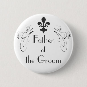 Badge Rond 5 Cm Decorative Fleur de Lis Father du bouton de marié