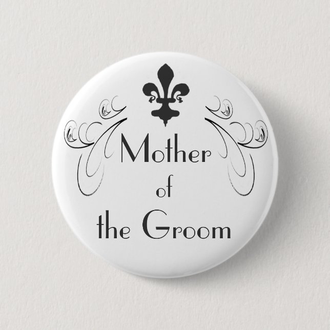 Badge Rond 5 Cm Decorative Fleur de Lis Mother du bouton de marié (Devant)