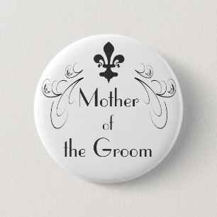 Badge Rond 5 Cm Decorative Fleur de Lis Mother du bouton de marié