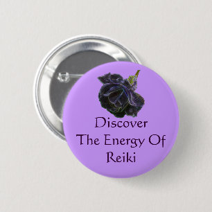 Badge Rond 5 Cm Découvrez L'Énergie Du Rose Reiki