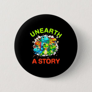 Badge Rond 5 Cm Découvrez une histoire bibliothèque de dinosaures