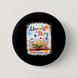 Badge Rond 5 Cm Découvrez une histoire de lecture d'été 2026 fleur