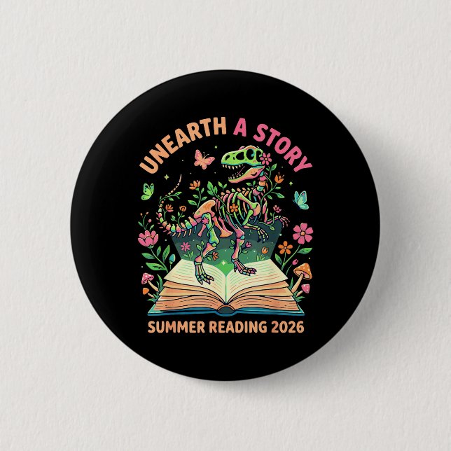 Badge Rond 5 Cm Découvrez une histoire d'été de lecture à la bibli (Devant)