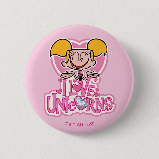 Badge Rond 5 Cm Dee Dee - I Love Unicorns (Devant)