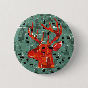 Badge Rond 5 Cm Deer head silhouette mosaic