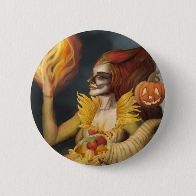 Badge Rond 5 Cm Déesse d'automne (Devant)