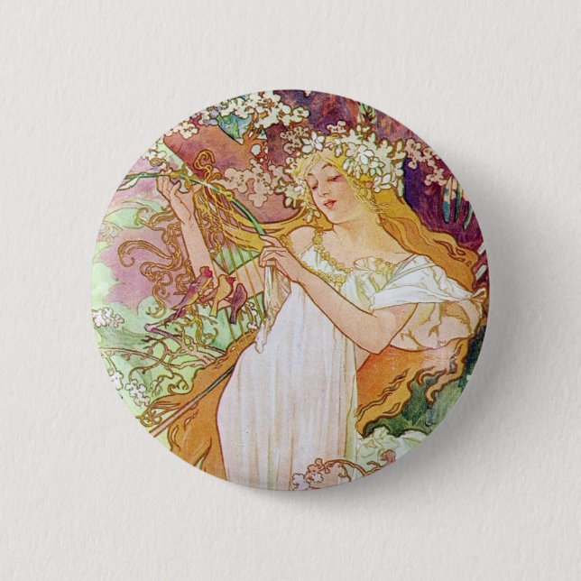 Badge Rond 5 Cm Déesse du printemps (Devant)