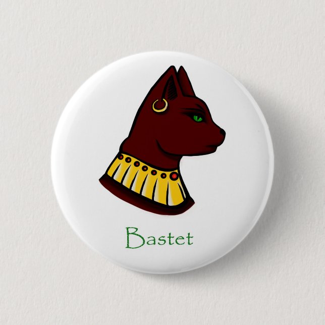 Badge Rond 5 Cm Déesse égyptienne - Insigne Bastet (Devant)