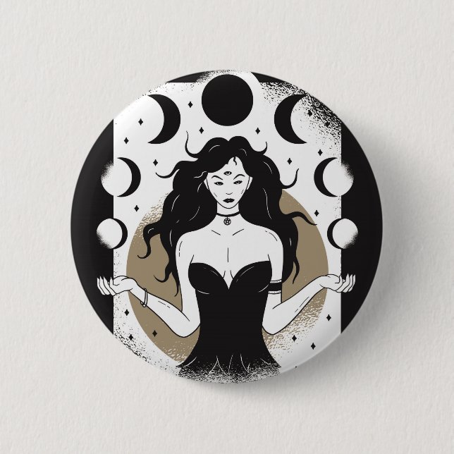 Badge Rond 5 Cm Déesse lunaire (Devant)