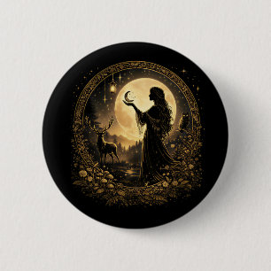 Badge Rond 5 Cm Déesse lunaire vintage Femmes célestes Féminine 