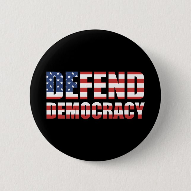 Badge Rond 5 Cm Defend Democracy Pro-Democracy Voting Rights (Devant)