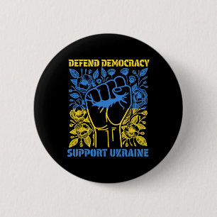 Badge Rond 5 Cm Défendre la démocratie soutenir l'Ukraine paix se