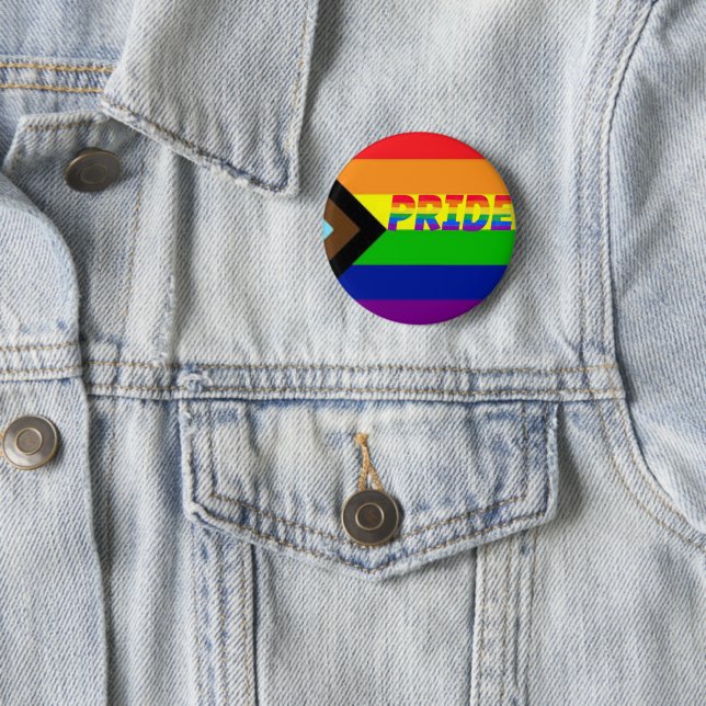 Badge Rond 5 Cm Défense de la fierté gay LGBTQ+ progrès  (En situation)