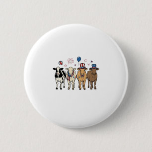 Badge Rond 5 Cm Défilé de vaches patriotiques, conception de chemi