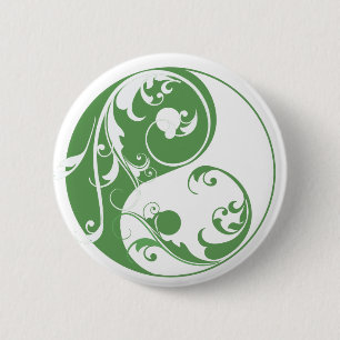 Badge Rond 5 Cm Défilement Yin & Yang (vert)