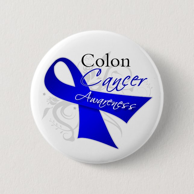 Badge Rond 5 Cm Défiler Ruban Colon Sensibilisation au cancer (Devant)