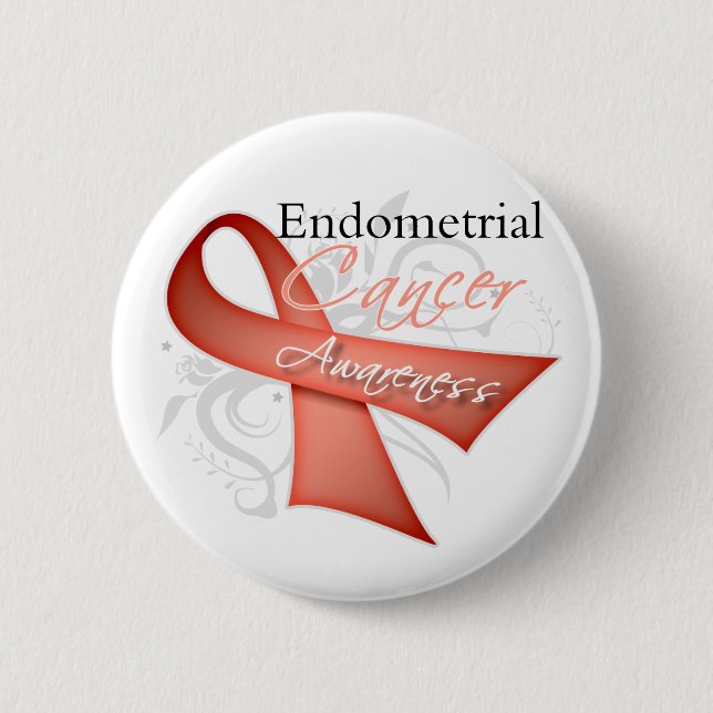Badge Rond 5 Cm Défiler Ruban Endomètre Cancer Sensibilisation (Devant)
