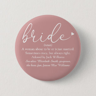 Badge Rond 5 Cm Définition de la mariée de script, douche de maria