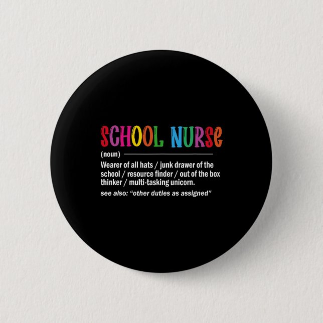 Badge Rond 5 Cm Définition De L'Infirmière Retourner À L'École Fun (Devant)
