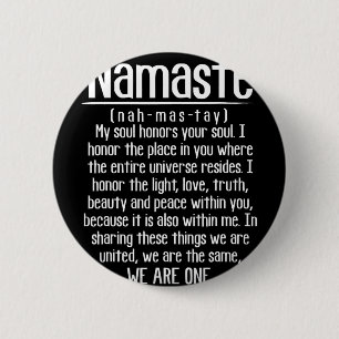 Badge Rond 5 Cm Définition de Namaste Méditation Yoga Hindou Boudd