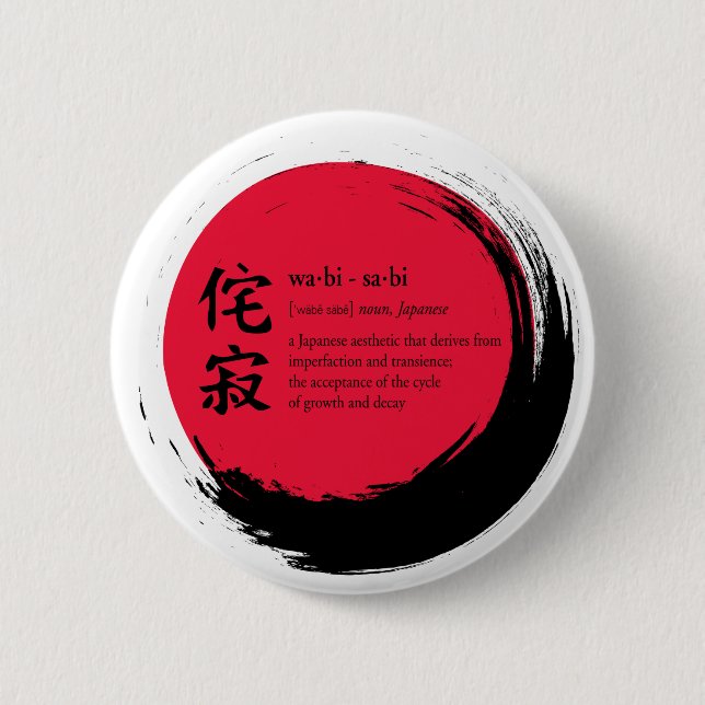 Badge Rond 5 Cm Définition de Wabi-Sabi dans l'anneau d'enso incom (Devant)
