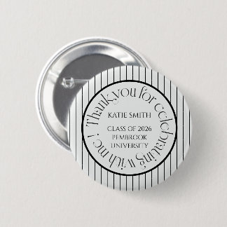 Badge Rond 5 Cm Dégradé de rayure noire élégante moderne & typogra