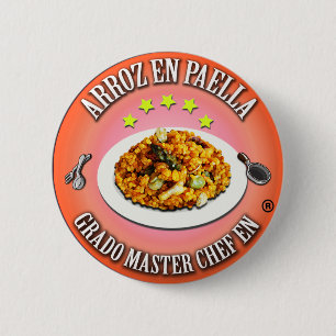 Badge Rond 5 Cm Degré Master Chef en Riz en Paella