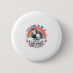 Badge Rond 5 Cm Déguisement Arc-en-Ciel Licorne Drôle Filles Garço