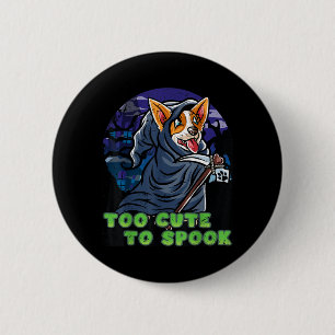 Badge Rond 5 Cm Déguisement Corgi Happy Halloween Grim Reaper