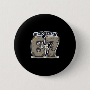 Badge Rond 5 Cm Déguisement de Sept Malade Drôle 67 Mème Enrhumé R