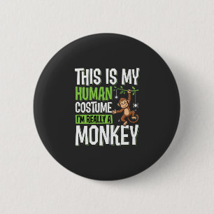 Badge Rond 5 Cm Déguisement de singe drôle vecteur Halloween