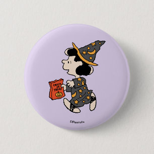 Badge Rond 5 Cm Déguisement de sorcière Lucy Peanuts Halloween