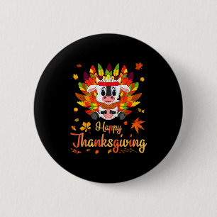 Badge Rond 5 Cm Déguisement Dinde Vache Coeur Joyeux Jour De Thank