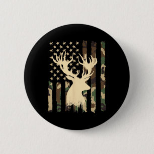 Badge Rond 5 Cm Déguisement Drôle Drapeau Usa Cerf Buck Chasse