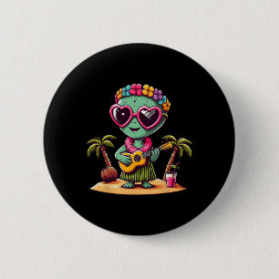 Badge Rond 5 Cm Déguisement Hawaïen Drôle d'Alien Enfants Vacances