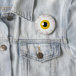Badge Rond 5 Cm Déguisement jaune d'Halloween Fête Œil Terrifiant