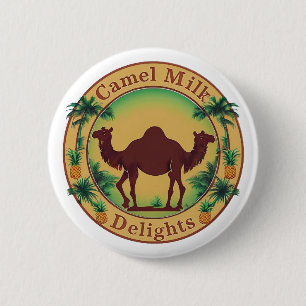 Badge Rond 5 Cm Délices de lait de chameau-Tropical Camel Palm Pin