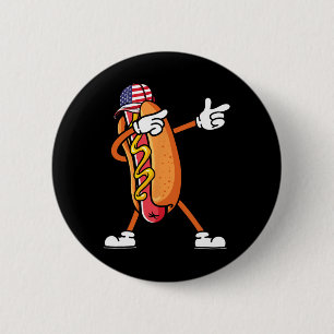 Badge Rond 5 Cm Délicieux hot-dog du 4 juillet Drapeau américain I