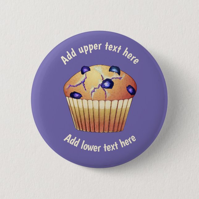Badge Rond 5 Cm Délicieux muffin bleuet sur violet - Votre texte (Devant)