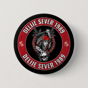 Badge Rond 5 Cm Delije Sever 1989 Étoile Rouge Blanc