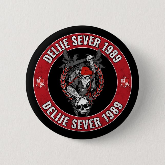 Badge Rond 5 Cm Delije Sever 1989 Étoile Rouge Blanc  (Devant)