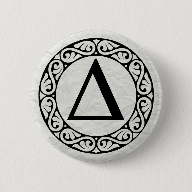 Badge Rond 5 Cm Delta de lettre d'alphabet grec (Devant)