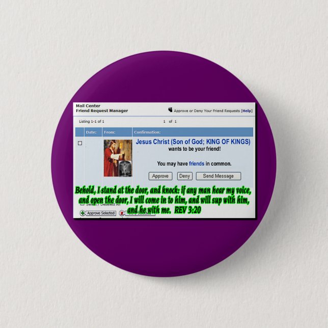 Badge Rond 5 Cm Demande d'ami de Jésus (Devant)